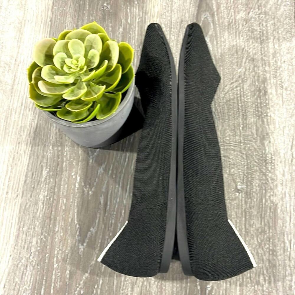 Rothy’s the point point size 12 black retired white halo woman’s flat … - Picture 6 of 9